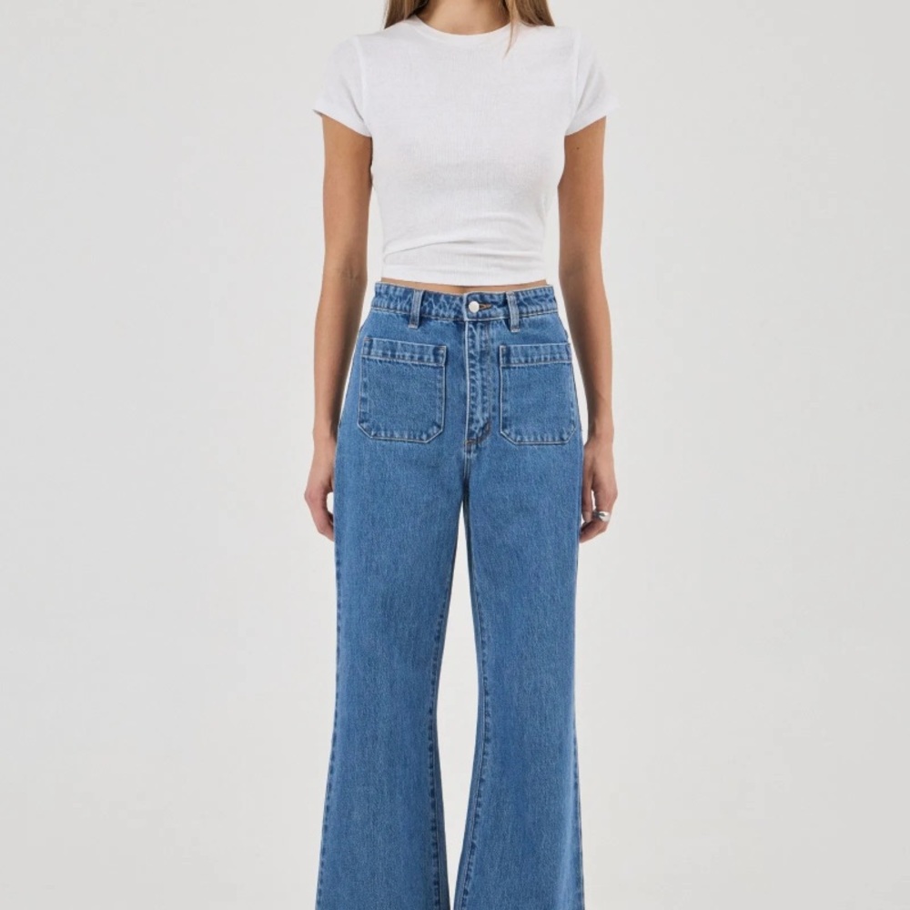 Rollas Sailor Jean - Ashley Blue Wide Leg Ankle Jean